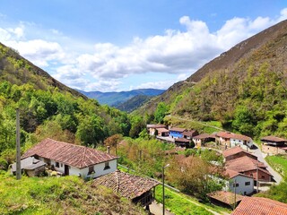 Fototapeta na wymiar Valcarcel village, Somiedo Natural Park and Biosphere Reserve, Asturias, Spain
