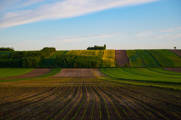 Beautiful spring rural landscape with plowed fields