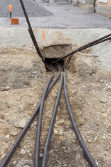 hot water, district heating pipelines network, pipes placed underground in concrete ducts