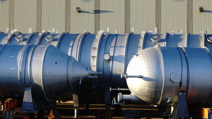 industrial metal silos under construction