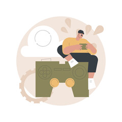 Cloud gaming abstract concept vector illustration. Gaming on demand, video and file streaming, cloud technology, various devices game, online platform, AI gaming solution abstract metaphor.