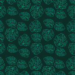 Seamless pattern with monstera leaves. Vector illustration