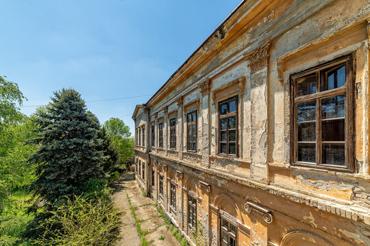 Novo Milosevo, Serbia - May 04, 2021: Karaconji Castle in Novi Milosevo was built in 1857 and is one of the cultural monuments of great importance.