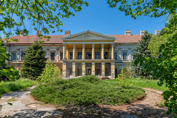 Novo Milosevo, Serbia - May 04, 2021: Karaconji Castle in Novi Milosevo was built in 1857 and is one of the cultural monuments of great importance.