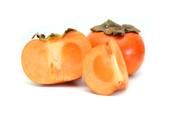 Slice persimmon  isolated on white background