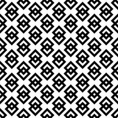 Black squares and rhombuses isolated on white background. Monochrome geometric seamless pattern. Vector simple flat graphic illustration. Texture.