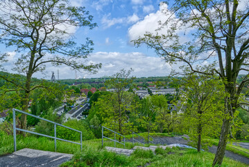 Panoramablick von der Halde Rungenberg in Gelsenkirchen Buer - obrazy, fototapety, plakaty