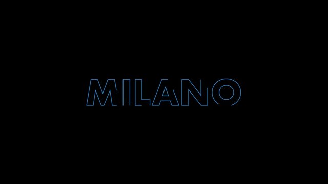 Milano title animation on black background
