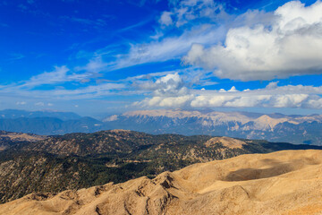 Plakat View of the Taurus mountains from a top of Tahtali mountain near Kemer, Antalya Province in Turkey