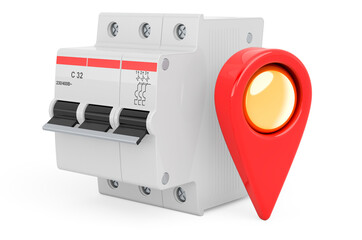 Map pointer with three-pole miniature circuit breaker, 3D rendering