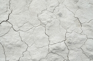 Fototapeta premium White cracked background texture, light background with dark scratch, the ground near the chalk quarry, copy space