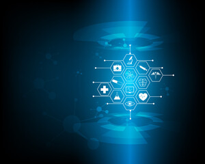 Health care icon pattern illustration and medical innovation concept