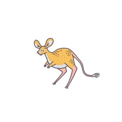 Cute jerboa animal. Cartoon colorful character illustration.