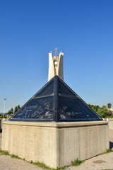 Low Angle View Of Maqam Echahid Monument, Martyrs Monument, Memorial statue.