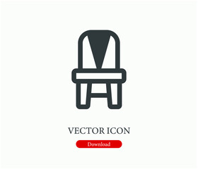Chair vector icon.  Editable stroke. Symbol in Line Art Style for Design, Presentation, Website or Apps Elements. Pixel vector graphics - Vector