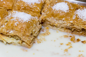 Turkish Baklava. Traditional Middle Eastern Flavors. The local name of Baklava is Sutlu Nuriye.