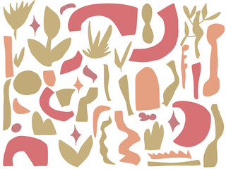 Abstract doodle shapes. Contemporary hand drawn geometric objects trendy design, scribble mega set boho style. Vector illustration.