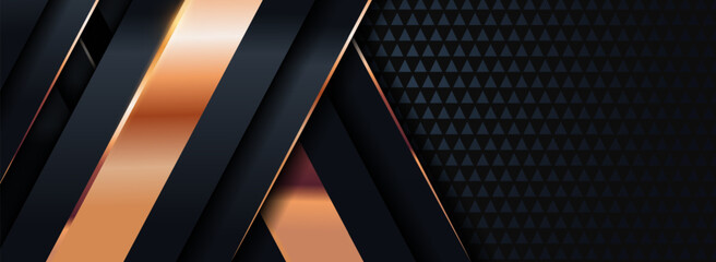 Abstract Geometric Black Background with Golden Lines Element Overlap Layered Element Combination.