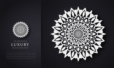Vector vintage visiting card set. Floral mandala pattern and ornaments. Oriental design Layout. Islam, Arabic, Indian, ottoman motifs. Front page and back page. Vector mandala relaxation 