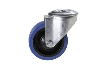 A small road wheel from a metal trolley. Accessories used for transport in the store and factory.