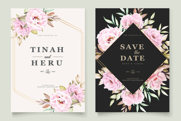 soft pink watercolor wedding card set