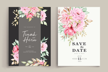 soft pink watercolor wedding card set