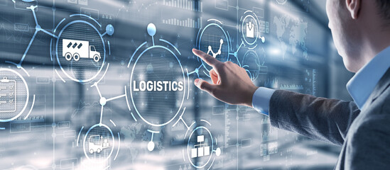Fototapeta Logistic network distribution and transport concept. Goods delivery obraz