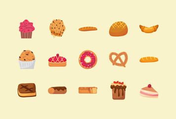 fifteen bakery icons
