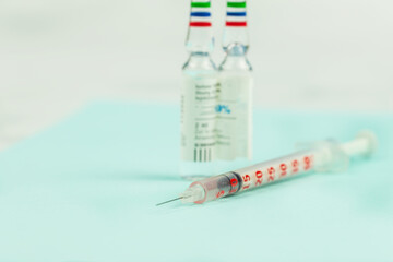 close up of a syringe to inject a medication