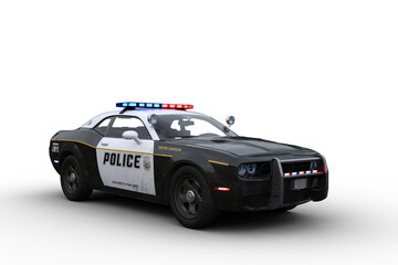 3D rendering of a black and white american police car isolated on white. © IG Digital Arts