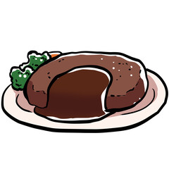 Simple and realistic hamburger steak illustration