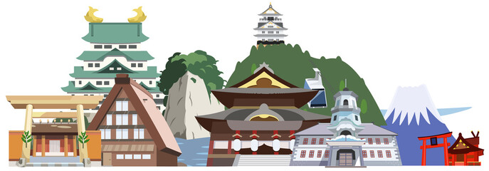日本観光地イラストアイコン 九州編 Wall Mural Wallpaper Murals Setsuko 日本観光地イラストアイコン 九州編 Wall Mural Wallpaper Murals Setsuko