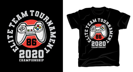 Elite team tournament typography with game controller t-shirt design