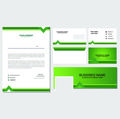 Brand identity bundle green letter template