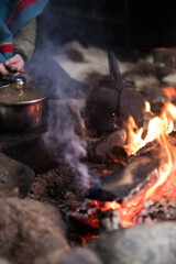 Cooking on a fire