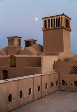 The beautiful wind catchers (Wind Tower) in Dolat Abad Garden, city of yazd, Iran.