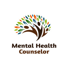 tree logo shaped brain with trunks resembling a happy human.