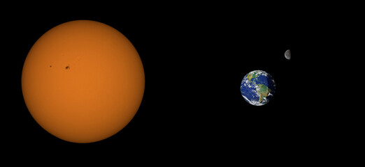 The Sun, the Earth and the Moon. Earth image provided by NASA