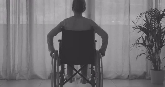 Disabled woman at home alone