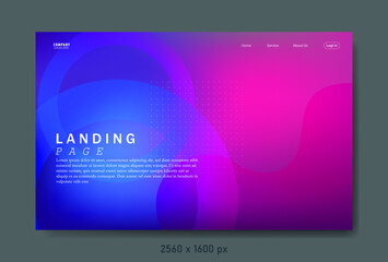 Modern abstract landing page background with gradient colors using fluid and liquid diagonal elements.