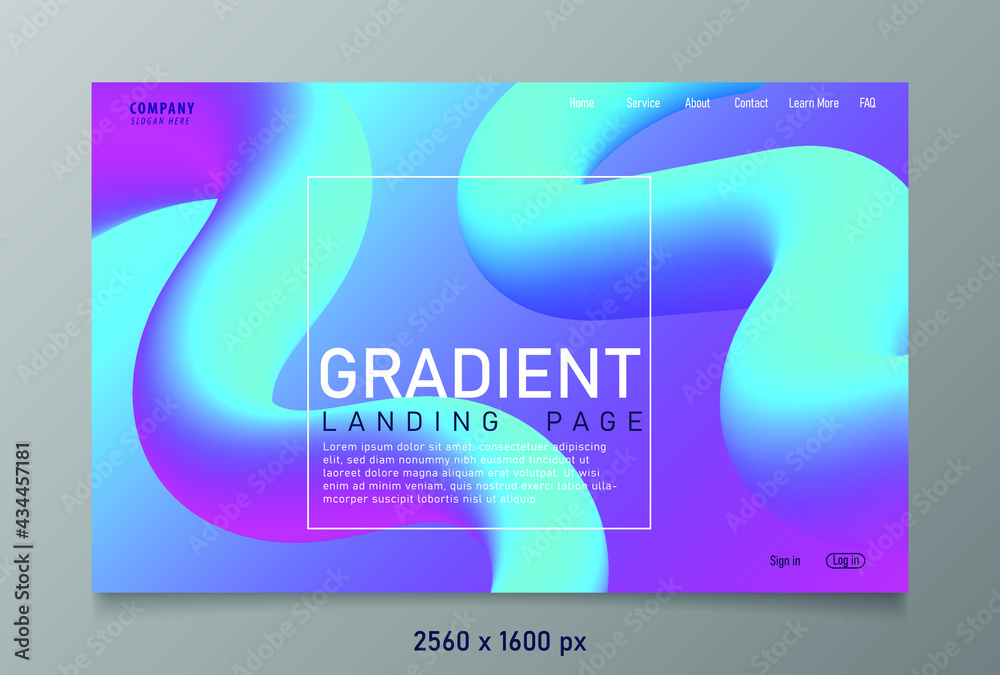 Wall mural modern abstract landing page background with gradient colors using fluid and liquid diagonal element