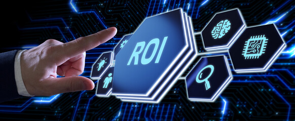 Business, Technology, Internet and network concept. ROI Return on Investment Finance Profit Success.
