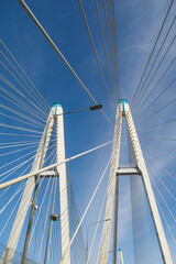 cable stayed bridge against blue sky background