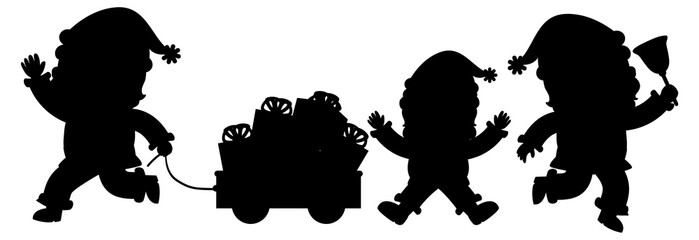 Set of kids silhouette cartoon character