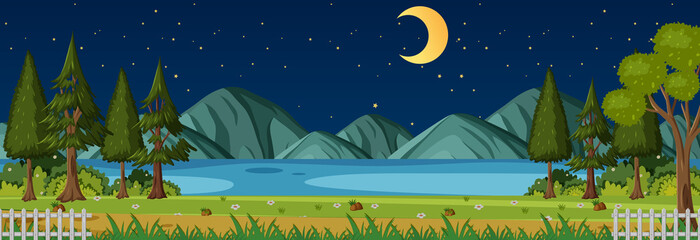 Nature park at night time horizontal scene © brgfx