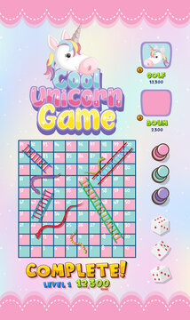 Snake Ladder game in unicorn pastel theme