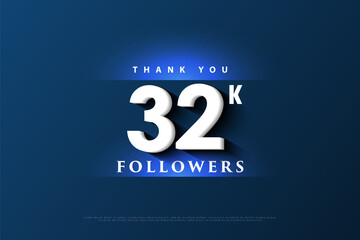 Thank you 32k followers against a background of blue glow above and below the numbers.