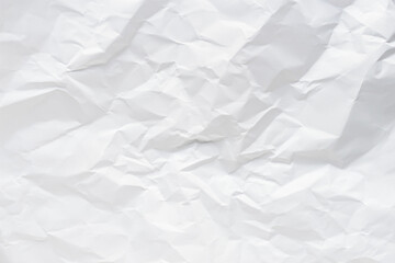 White crumpled paper texture background.