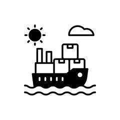 Cargo Ship vector Solid icon style illustration. EPS 10 File