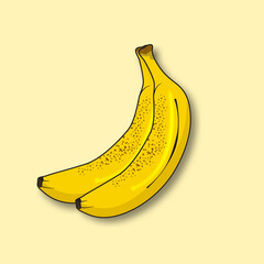 Cartoon bananas. Peel banana, yellow fruit and bunch of bananas. Tropical fruits, banana snack or vegetarian nutrition. Isolated vector illustration icons set